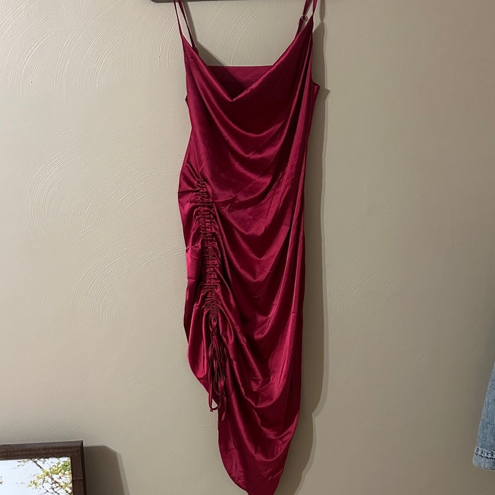 Elegant Red Ruched Dress